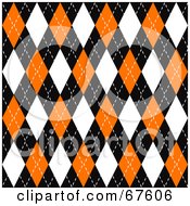 Royalty Free RF Clipart Illustration Of A Black Orange And White Seamless Argyle Plaid Pattern Background by Arena Creative #COLLC67606-0094