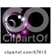Royalty Free RF Clipart Illustration Of A Glowing Purple Orb Fractal Vortex On Black