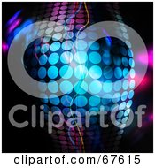 Royalty Free RF Clipart Illustration Of Lines Of Blue Dots Over A Dark Fractal Background by Arena Creative
