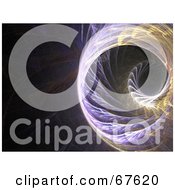 Royalty Free RF Clipart Illustration Of A Spiraling Purple And Yellow Fractal On Black