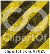 Yellow Background Of Thick Diagonal Black Hazard Stripes And Grunge
