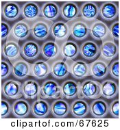 Royalty Free RF Clipart Illustration Of A Background Of Blue Plasma Through Chrome Holes