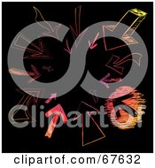 Royalty Free RF Clipart Illustration Of A Circle Of Colorful Gradient Doodled Arrows Pointing In On Black