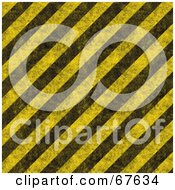 Poster, Art Print Of Yellow Background Of Diagonal Black Hazard Stripes And Grunge