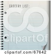 Royalty Free RF Clipart Illustration Of A Blank Grocery Shopping List On A Notepad
