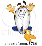 Clipart Picture Of A Blimp Mascot Cartoon Character Jumping