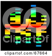 Poster, Art Print Of Pixelated Rainbow Colored Equalizer On Black