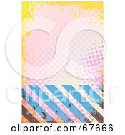 Poster, Art Print Of Blue Hazard Stripes And Pink And Yellow Halftone