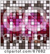 Poster, Art Print Of Gray And Pink Tile Textured Atlas With Binary And Waves