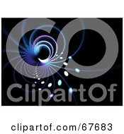 Royalty Free RF Clipart Illustration Of A Blue Fractal Vortex With Orbs On Black