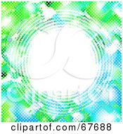 Royalty Free RF Clipart Illustration Of A Halftone Circle Of Green And Blue Around White