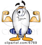 Clipart Picture Of A Blimp Mascot Cartoon Character Flexing His Muscles by Mascot Junction