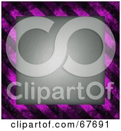 Poster, Art Print Of Gray Background Bordered With Purple Hazard Stripes