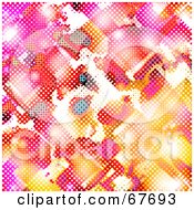 Royalty Free RF Clipart Illustration Of A Funky Halftone Pink Orange And White Background by Arena Creative
