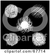 Royalty Free RF Clipart Illustration Of A Digital Collage Of White Pencil Scribble Circles On Black by Arena Creative