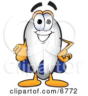 Clipart Picture Of A Blimp Mascot Cartoon Character Pointing At The Viewer by Mascot Junction
