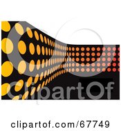 Royalty Free RF Clipart Illustration Of An Orange Dotted Wal With A Black Text Box In A Dark Area And A White Upper Area