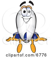 Clipart Picture Of A Blimp Mascot Cartoon Character Sitting