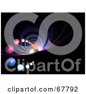 Royalty Free RF Clipart Illustration Of A Colorful Circular Fractal With Orbs On Black by Arena Creative