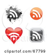Poster, Art Print Of Digital Collage Of Rss Icon Buttons In Different Shapes