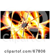 Royalty Free RF Clipart Illustration Of A Fiery Starburst And Swooshes On Black