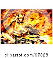 Poster, Art Print Of Fiery Biker Chick On A Motorcycle