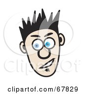 Royalty Free RF Clipart Illustration Of A Cocky Blue Eyed Teen Guy With Spiked Hair by Arena Creative