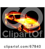 Poster, Art Print Of Fiery Sports Car On Black