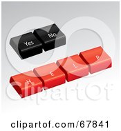 Royalty Free RF Clipart Illustration Of 3d Black And Red Yes No And Help Computer Keyboard Buttons by Arena Creative