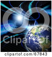 Poster, Art Print Of Flare With Binary And Planet Earth On Black