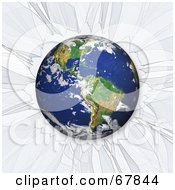 Royalty Free RF Clipart Illustration Of Earth Crashing Through Clear Glass