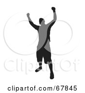 Poster, Art Print Of Black Silhouette Victorious Man On White