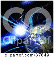 Poster, Art Print Of Binary Earth With A Flare And Fractals On Black