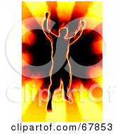 Poster, Art Print Of Fiery Victorious Man Over A Sun Burst