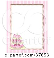 Poster, Art Print Of Pink Striped Cupcake Border With A White Background