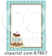 Poster, Art Print Of Blue Striped Cupcake Border With A White Background