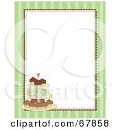 Poster, Art Print Of Green Striped Cupcake Border With A White Background