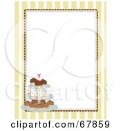 Royalty Free RF Clipart Illustration Of A Yellow Striped Cupcake Border With A White Background by Maria Bell