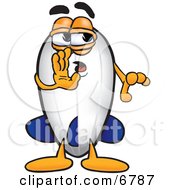 Blimp Mascot Cartoon Character Whispering And Gossiping