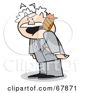 Royalty Free RF Clipart Illustration Of A Bald Old Walt Businessman Yelling And Smoking A Cigar by Andy Nortnik