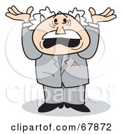 Bald Old Walt Man In A Suit Yelling And Holding Up His Arms