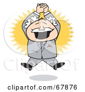 Excited Bald Old Walt Businessman Clapping And Jumping