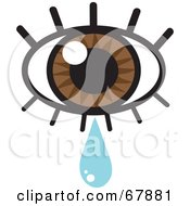 Royalty Free RF Clipart Illustration Of A Brown Eye With Lashes And A Tear Drop