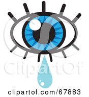 Royalty Free RF Clipart Illustration Of A Blue Eye With Lashes And A Tear Drop