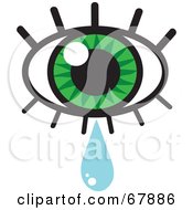 Poster, Art Print Of Green Eye With Lashes And A Tear Drop
