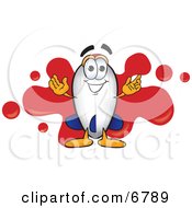 Blimp Mascot Cartoon Character With A Red Paint Splatter