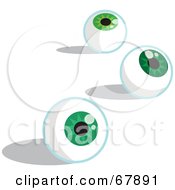 Royalty Free RF Clipart Illustration Of Three Green Eyeballs by Rosie Piter