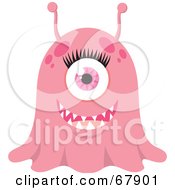 Royalty Free RF Clipart Illustration Of A Wide Eyed Pink Blob Monster by Rosie Piter