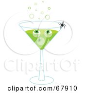 Poster, Art Print Of Spider Crawling On A Green Halloween Eyeball Martini