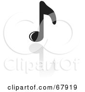 Royalty Free RF Clipart Illustration Of A Shiny Black Music Note With A Reflection by Rosie Piter